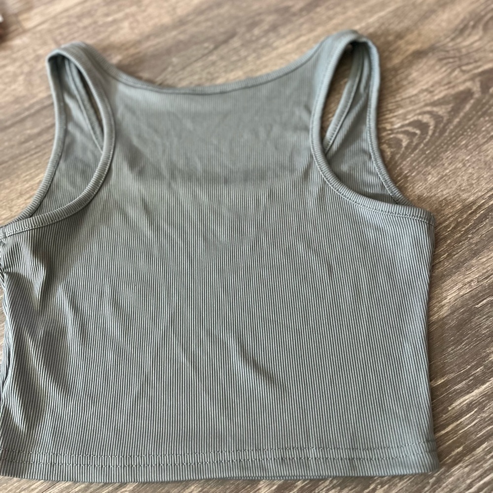 Gray Ribbed Women's Tank Top - Picture 2 of 2